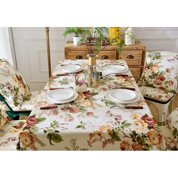 HeichkelL Country House Style Washable Cotton Tablecloth Printed Rectangular Tablecloth
