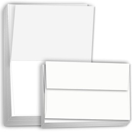 Hamilco Card Stock Folded Blank Cards with Envelopes 3 1/2 x 4 7/8" Scored White Cardstock Paper 80lb Cover - 100 Pack