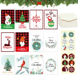 Zkaoai Christmas Cards with Envelope Set, 12 Pieces Christmas Cards Set, Christmas Postcards with 12 Envelopes, Christmas Card Postcards, Christmas Postcards for Everyone of Your Loved Ones