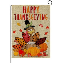 YAYOSUE Happy Thanksgiving Garden Flags 12 x 18 Inch, Double Sided Be Thankful Flag Decorative Turkey Fall Garden Flag Banners for Harvest Fall Autumn Yard Outdoor Decor