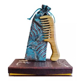 Iwansol Peine Antifrizz De Madera De Sándalo Verdepeine Antiestático