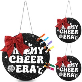 Threehoney 2 Sets Cheer Pin Me Holder Diameter 11 Inch in My Cheer Era Display Board Cheerleader Team Gifts Wooden Spirit for Girls Coach Wall Hanging Cheerleading Competition Pin Holder