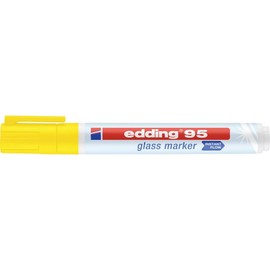 edding 95 glass marker - yellow - 1 glass pen - round nib 1.5-3 mm - washable window marker pen - for writing and marking on glass surfaces, windows, glassboards, whiteboards - dry-wipeable
