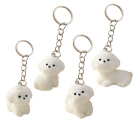 TK.tech Toy Poodle Key Chain (Set of 4) Key Chain Dog Toy Poodle Goods, white