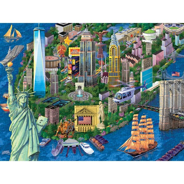 Bits and Pieces - 1000 Piece Jigsaw Puzzle for Adults - New York City View - 1000 pc Statue of Liberty Skyline Jigsaw by Artist Joseph Burgess