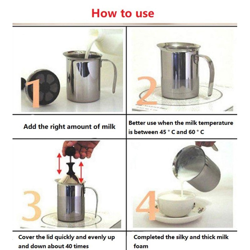 304 Stainless Steel Double-layer Manual Foamer for Milk Coffee, etc.