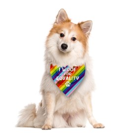 I Woof for Equality Dog Bandana, Rainbow Stripe Dog Bandana, Pride Month Dog Bandana, Pet Dog Scarf Accessories, Pet Dog Triangle Scarf, Dog Bandana for Small Medium Large Dogs (F8)