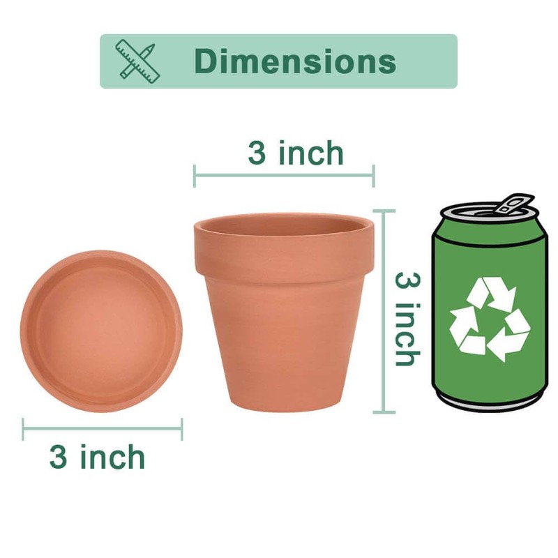vensovo 3 inch Terracotta Clay Pots for Plants with Saucer
