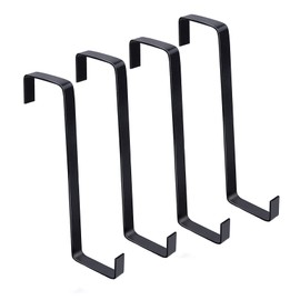 4 Pcs Over Door Hanger, Door Wreath Hanger, Door Hanger for Shoe Storage, Wide Door and Thin Door Door Hook, Solid Metal Door Hanger Can Hold 15kg (Black)