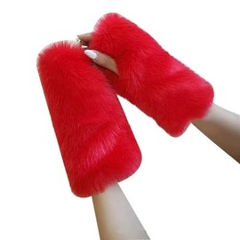 Volicph Women's Half Finger Knitted Gloves Women's Winter Warm Gloves Mittens Women's Winter Knitted Gloves Fingerless Mittens Warm Knitted Gloves for Women, red