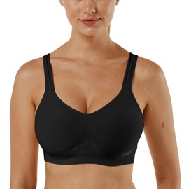 Vertvie Wireless Bras for Women Seamless Full Coverage Wirefree Sports Bra Plus Size Bralette for Sleeping Workout Everyday Wear(1 PC- Black,L)