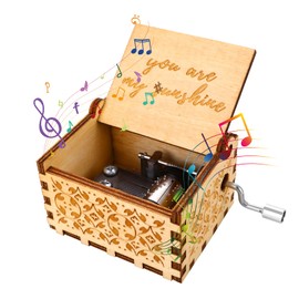 Cobee You Are My Sunshine Hand Crank Music Boxes, Wood Music Boxes Mini Classic Vintage Wooden Music Box, Gift for Valentine's Day Wedding Day Birthday Anniversary Love Christmas New Year Men Women