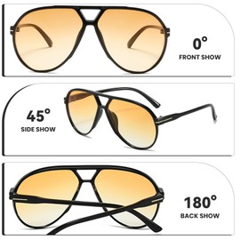 CIKJUK Retro Aviator Glasses Women Men Sunglasses Large Pilot Glasses 70s Vintage Aviator Glasses with UV Protection Glasses, black/orange