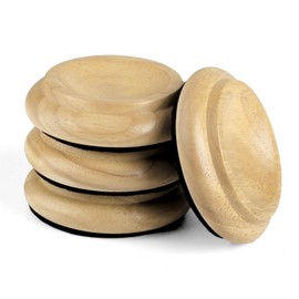 4 Pcs Solid Wood Upright Piano Caster Cups,Furniture Caster Cups,HilerPunk Sofas Beds Chairs Wheel Caster Cups Pads,with Non-Slip & Anti-Noise Felt Pads,for Hardwood Floor Protectors-Natural Wood
