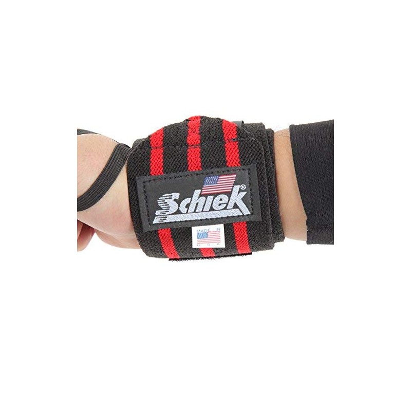 Schiek Wrist Wrap, 24 Inches, Free Weight Training Use, red