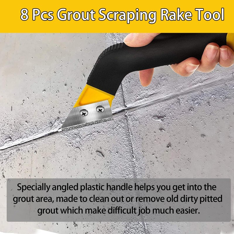 8 Pcs Pro Grout Scraping Rake Tool, Grout Removal Tool