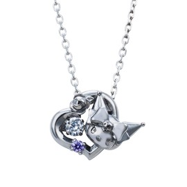 [ ホワイトクローバー ] クロミ 20周年 レディースネックレス ダンシングストーン サンリオキャラクターズ シルバー925 サージカルステンレス316L キュービックジルコニア ハート 揺れる石 ハート リボン ドクロ お花 ブラックロジウムコーティング 40cm 記念日 誕生日 プレゼント SAKU20-N001BK