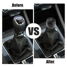 ACROPIX Black 5 Speed Manual Gear Shift Knob Stick Shifter Lever Head Ball Fit for Fiat Panda 2003-2012 with Boot Cover No.71775051 - Pack of 2