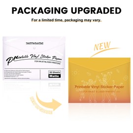 JANDJPACKAGING Printable Vinyl for Inkjet Printer - 30 Pack Printable Vinyl Sticker Paper Matte White - Standard Size 8.5"x11"
