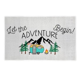 Likjad Rv Outdoor Mat,Outdoor Camping Rug Camper Must Haves,Rv Camper Camping Mat Rug,Rv Door Mat,Rv Camping Accessories,Let The Begin Adventure,Porch Decor Mat Coir Doormat 17x30 Inch
