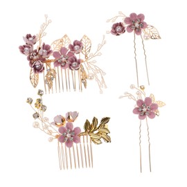 STOBOK 4pcs Crystal Brooch Hair Combs for Women Accessories Comb for Bridal Rhinestones Bride Bun Wedding