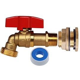 RAINPAL RBS012 LF Brass Rain Barrel Spigot (1/2" Ball Valve with Bulkhead Fitting and Thread Tape）
