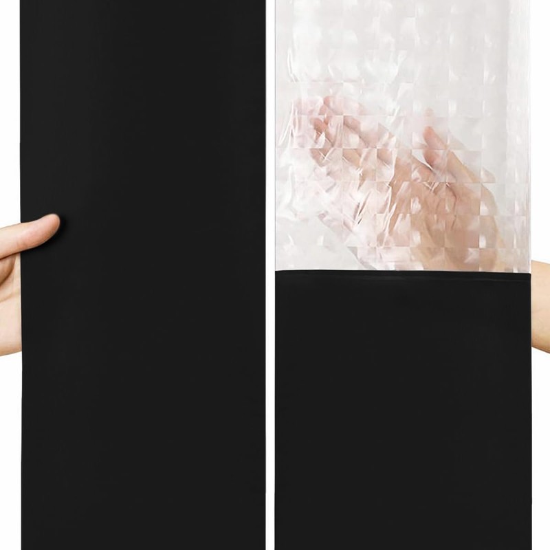 timecity Black Shower Curtain Plastic Shower Curtain Set with 12