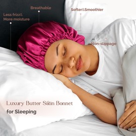 Yanibest Double Layer Satin Bonnet Silk Bonnet for Sleeping Adjustable Bonnet for Women with Curly Natural Hair