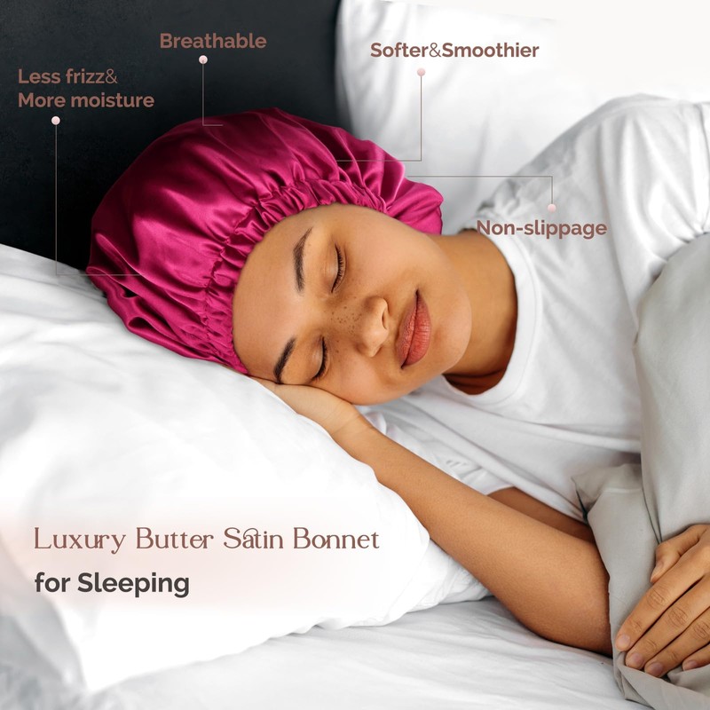 Yanibest Double Layer Satin Bonnet Silk Bonnet for Sleeping Adjustable