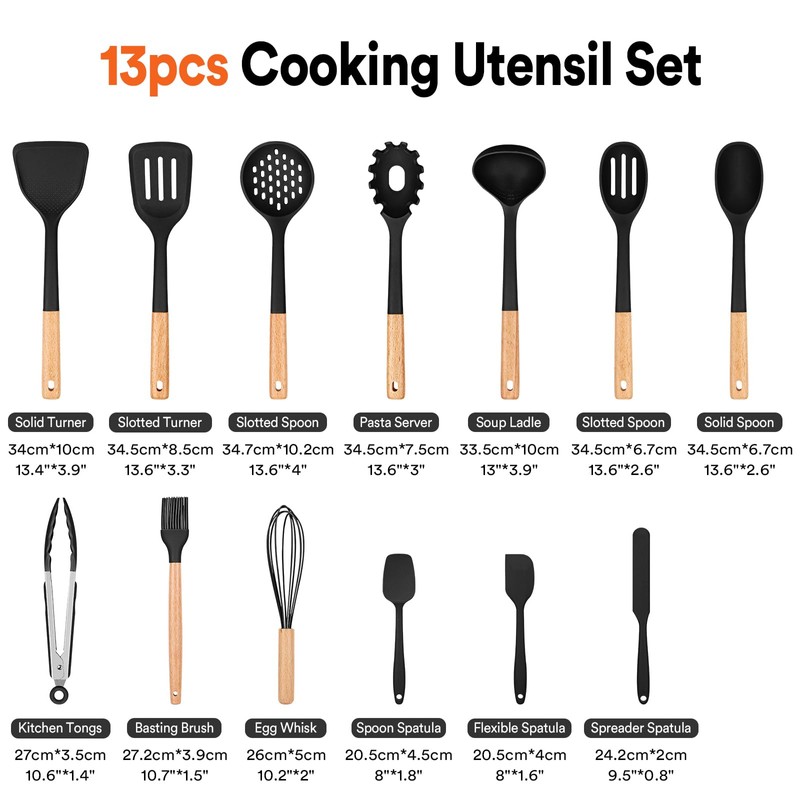 Kitchen Utensils Set, 13PCS Silicone Cooking Utensils, Heat Resistant Kitchen