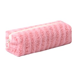 Aniute Plush Pencil Case for Girls Cute Fluffy Pen Case Rainbow Pencil Holder Soft Pencil Makeup Pouch Bag Storage Bags Capacity School Supplies for Kids (Stripes - Pink)