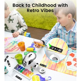 EazeID Embossed Label Maker Machine, Retro Embossing Label Maker Handheld, Vintage Omega Home Label Printer Labelling Machine with 3 Embossing Label Maker Tape 3/8"(9mm) for Kids and Elderly-Black