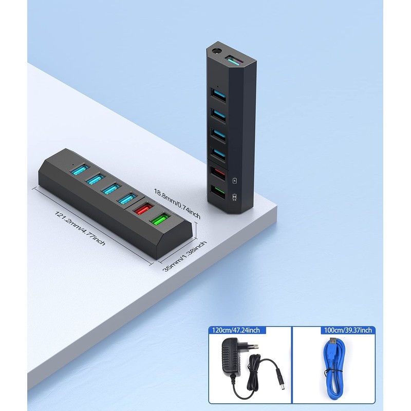 USB Hub 3.0 with Power Supply, Vansuny USB Hub Active