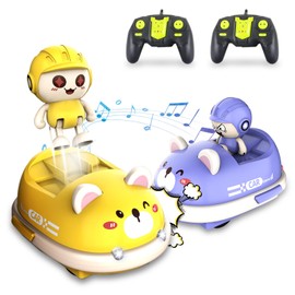 OSQI Cartoon RC Cars for Kids - 2 Pack RC Cars Kids Toys, Collision with Each Other and Ejecting The Driver, with Fun Sound Effects, Music and Lights, Bumper Cars for Toddlers 3 Gift