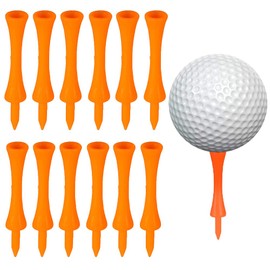 Willoo Pack of 70 70 mm Orange Plastic Golf Tees, Orange Golf Tees, Golf Tees Plastic Long Short, Plastic Golf Tees Hollow Reusable for Golf Drivers Training (Orange)