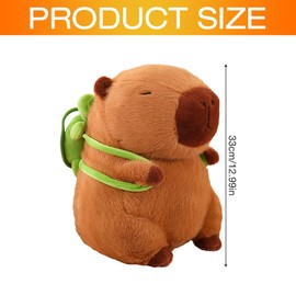 Capybara Plush Toy, 33 cm, Cute Capybara Cuddly Toy with Turtle Backpack, Capybara Plushie Dolls, Cute Capybara Plushies, Super Soft Stuffed Toy, Plush for Home Decoration, Children (33 cm)