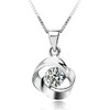 [LOVES] CZ Cubic Zirconia Double Circle Pendant Silver Gift [Velvet Pouch Included]