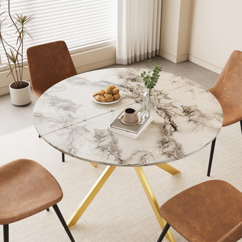 ALBAD 46.4" Round Dining Table, Mid Century Modern Round Dining