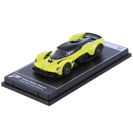 DCD Aston Martin Valkyrie Lime Essence Yellow Metallic with Black Top "Hypercar League Collection" 1/64 Diecast Model Car by Pos