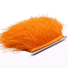 YEQIN 2 Yards Natural & Soft Ostrich Feathers Fringe Trims Ribbon - Used for Dress, Sewing Decoration, Craft Clothing, Boots, Wedding Decoration, DIY, Etc (Orange)