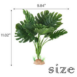 IBWell Terrarium Plants for Reptile Terrarium, Reptile Plants Tortoise Habitat Accessories, Artificial Spider Plant for Gecko, Ball Python, Tortoise Terrarium Décor - Monstera