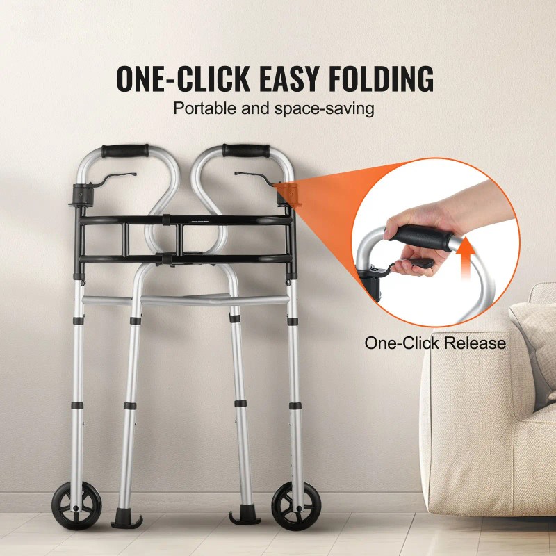 3-in-1 Adjustable Height & Width Lightweight Aluminum Folding Walker on