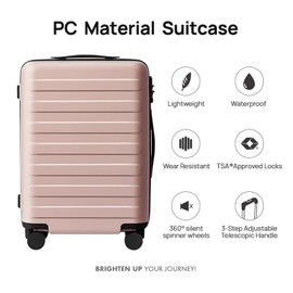 NINETYGO Large Checked Luggage 28 Inch, Checking In Luggage with Smooth Spinner Wheels, Lightweight, Hard Shell PC Suitcase, Lightweight Travel Luggage, TSA Approved (Pink, Rhine Basic)