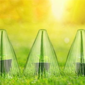 Relaxdays Plant Hat, Set of 32, Snail Protection, Frost Protection, HBT: 22 x 19 x 19 cm, PVC Plant Protection Covers, Light Green