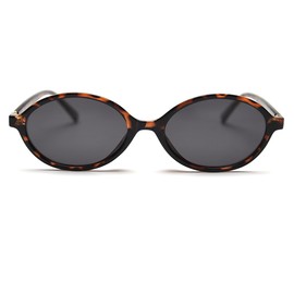 LIGOES Small Oval Sunglasses Polarised TR90 Sunglasses Retro Vintage Retro Korean Style Selfies In Glasses Shadow, Leopard With Black