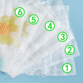 hwutjI Baby Towel Six Layers of Soft and Skin-Friendly Plain Gauze Face Towel 11.8 * 11.8 Inches 5-Piece Set