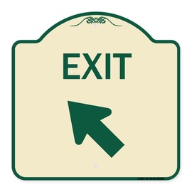 SignMission Designer Series Sign - Exit Sign Exit with Left Arrow | Tan & Green 18" X 18" Heavy-Gauge Aluminum Architectural Sign | Protect Your Business & Municipality | Made in The USA