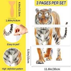 WEBEEDY 3 Pcs Tiger Furniture Transfer Stickers Jungle Animal Rub on Transfer Stickers Peel and Stick Wall Decor Tiger Sticker for Wall Art Furniture Living Room Window Home Decor, 30x15cm