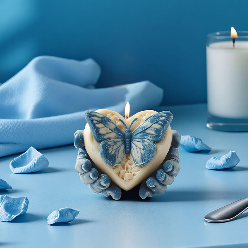 MUAECH 2 Designs Hands Holding Heart Silicone Mold with Butterfly