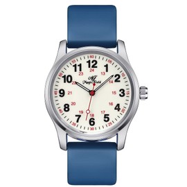 SIBOSUN Watch for Nurse, Medical Students, Doctors - Unisex Easy to Read Dial Military Time Second Hand Water Resistant Silicone Band Men Women Blue